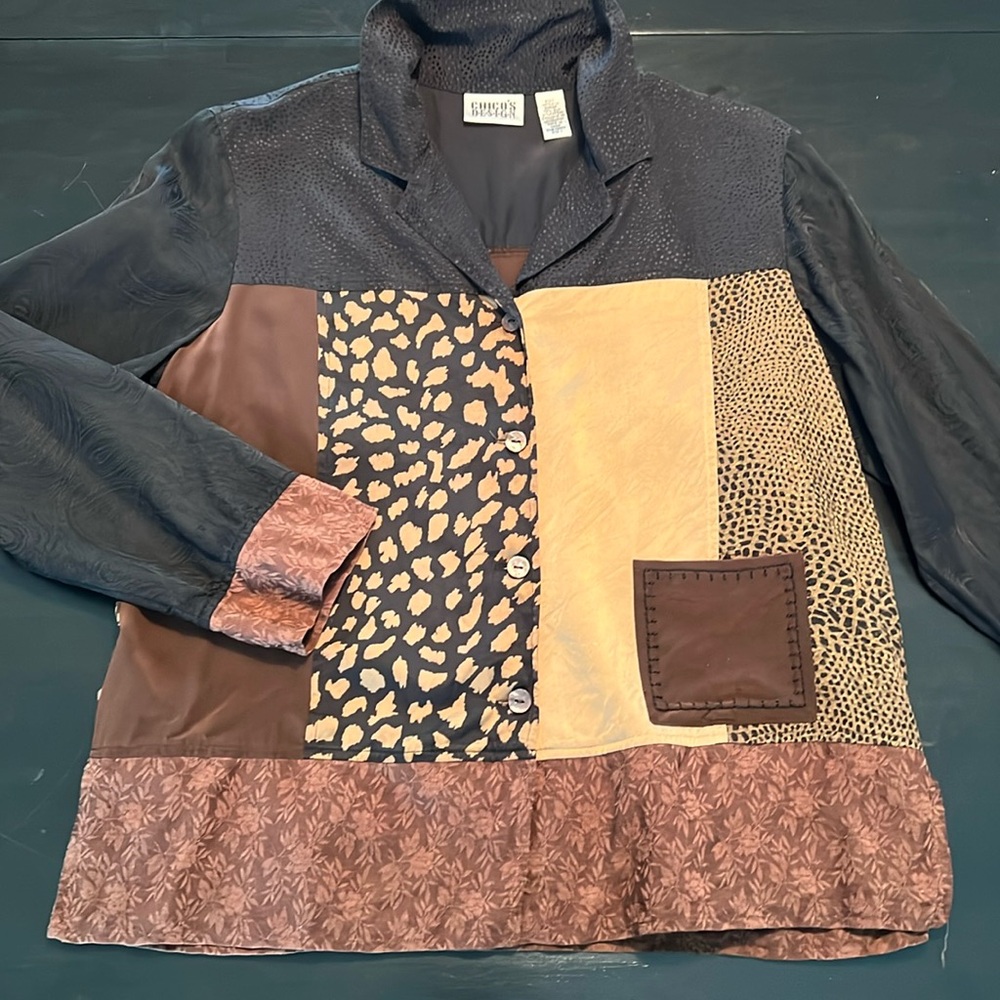 Vintage Chicos Color Block Silk Blouse
